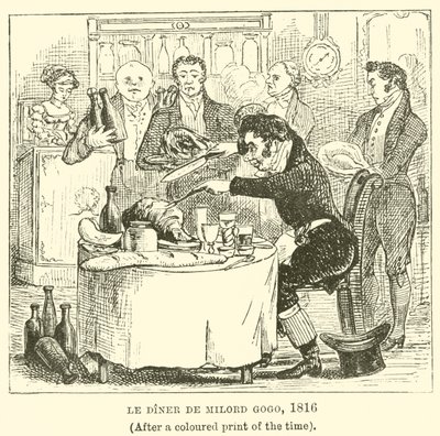 Le Diner de Milord Gogo, 1816 (według kolorowego druku z tamtych czasów) autorstwa English School